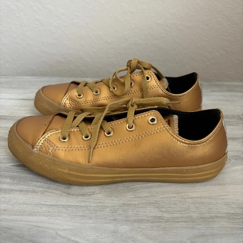 Unique Converse All Star Chuck Low Top Sneakers Metallic Gold Y4